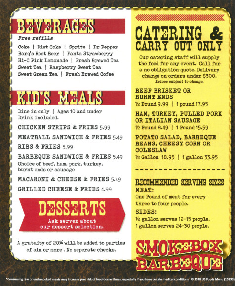 Smokebox BBQ Menu