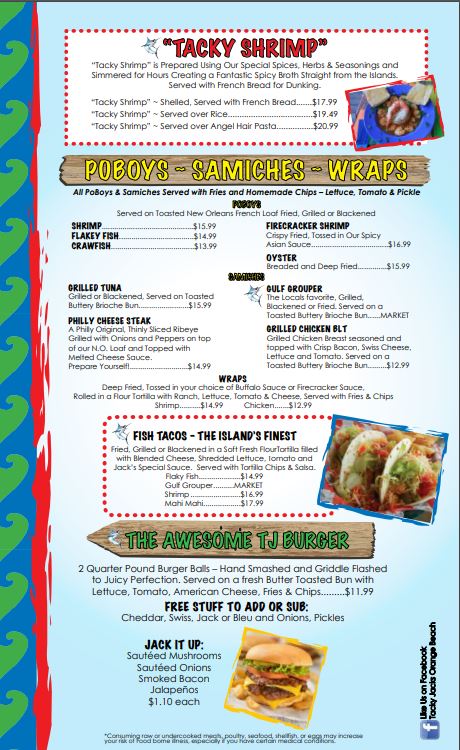 Tacky Jacks - Fort Morgan Menu