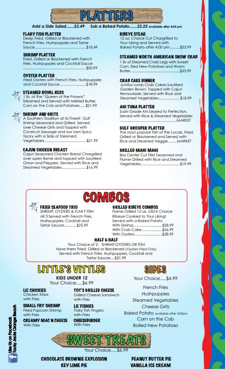 Tacky Jacks - Gulf Shores Menu