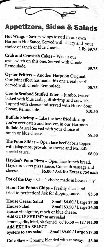 The Flying Harpoon 2 Menu