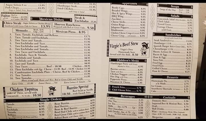 Virgies Restaurant & Lounge Menu