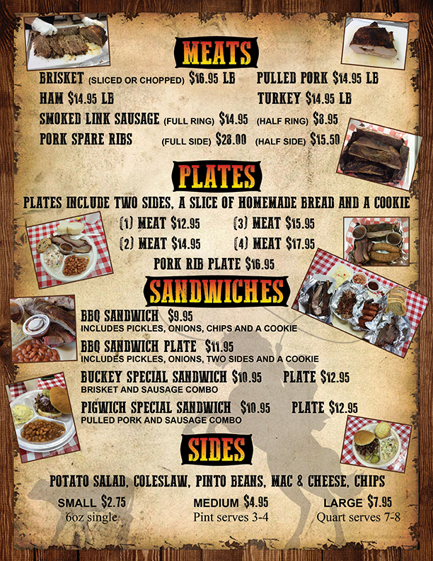 Watsons BBQ Menu