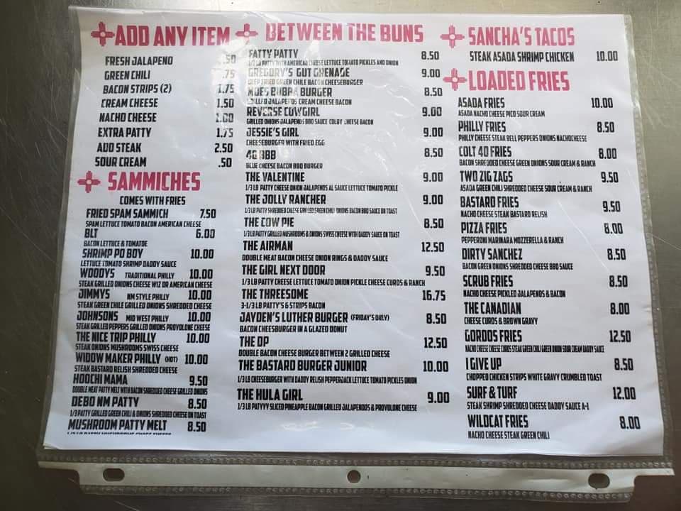 Yo Mamas Food Truck Menu